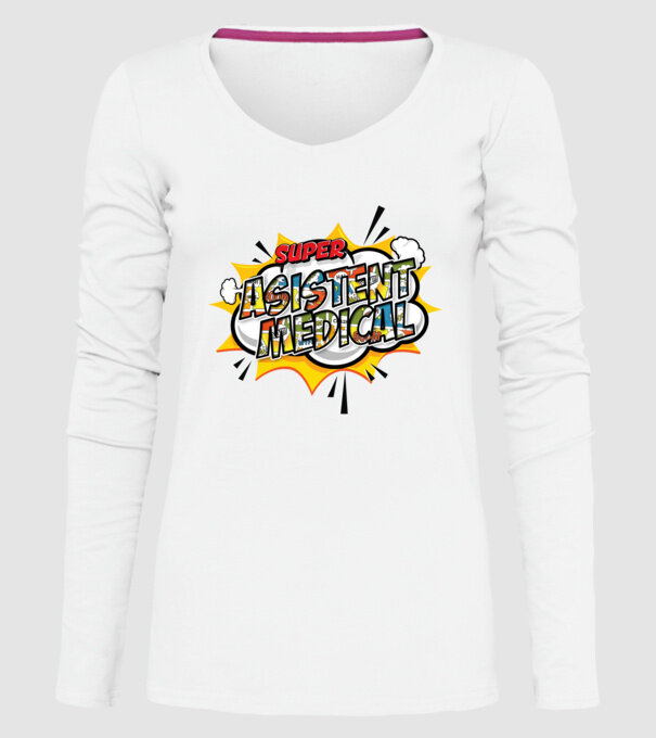 Super Asistent medical model alb pe tricou