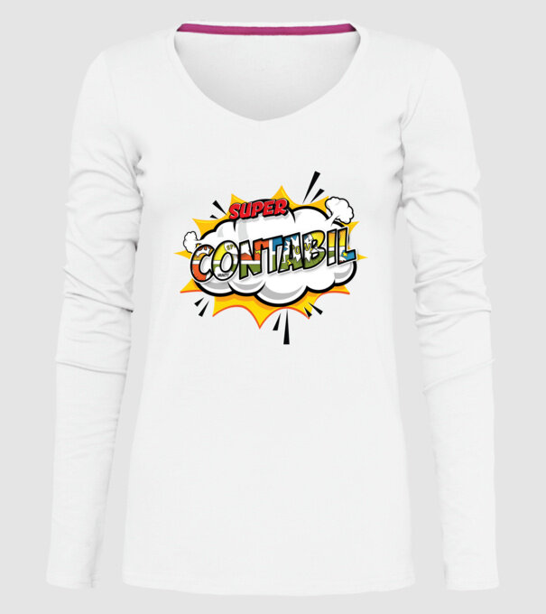 Super Contabil model alb pe tricou