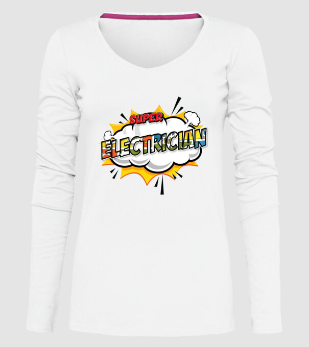 Super Electrician model alb pe tricou