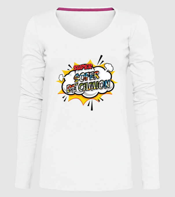 Super Șofer de camion model alb pe tricou
