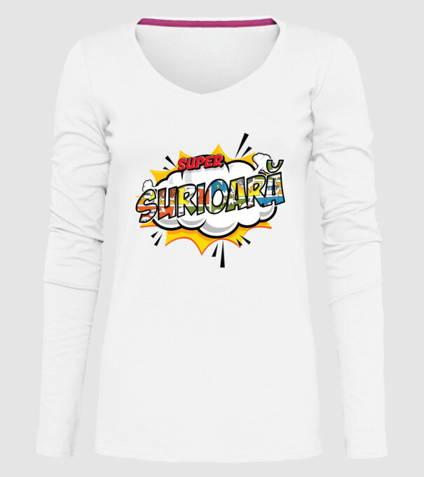 Super Surioară model alb pe tricou