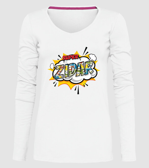 Super Zidar model alb pe tricou