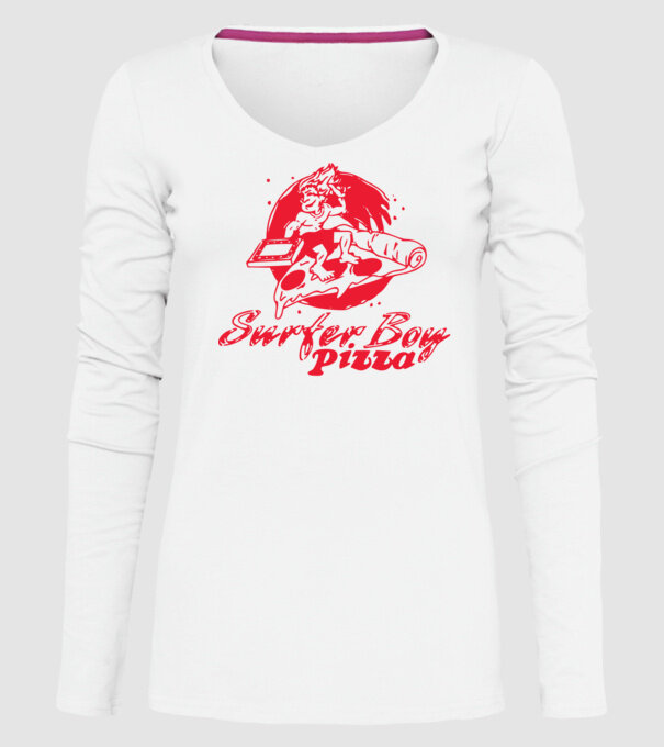 surfer boy pizza stranger things model alb pe tricou