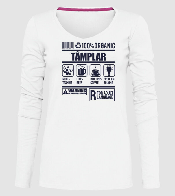 TÂMPLAR model alb pe tricou