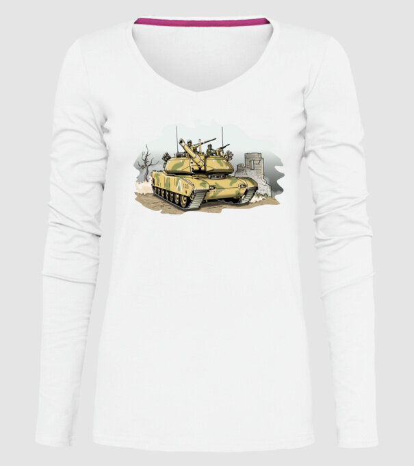 Tancuri model alb pe tricou