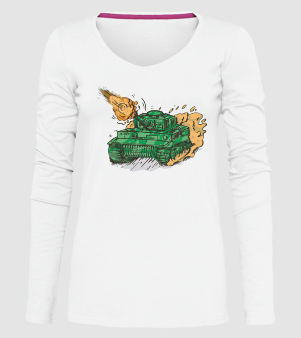 Tancuri model alb pe tricou