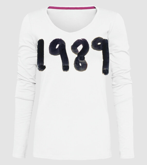 Taylor Swift 1989 text model alb pe tricou