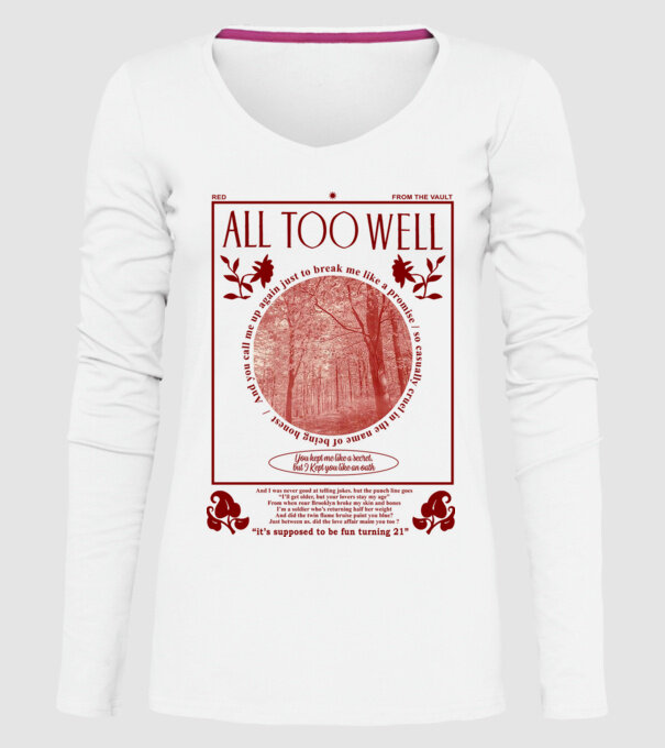 Taylor Swift All too well model alb pe tricou