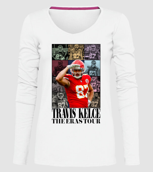 Taylor Swift Eras Travis Kelce model alb pe tricou