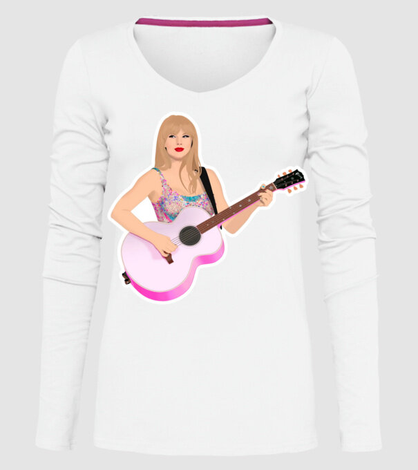 Taylor Swift pink model alb pe tricou