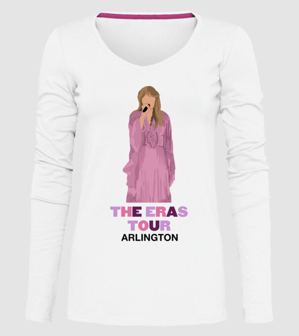 Taylor Swift The Eras Tour Arlington 3 model alb pe tricou