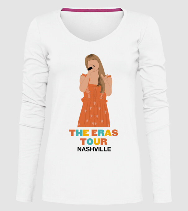 Taylor Swift The Eras Tour Nashville 3 model alb pe tricou