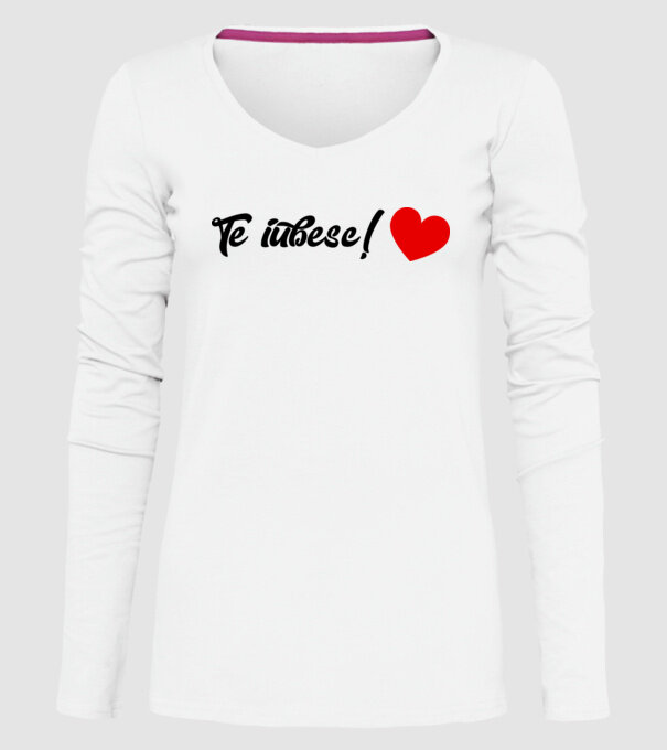 Te iubesc! model alb pe tricou
