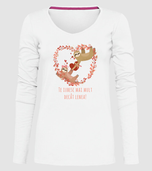 Te iubesc mai mult decât lenea model alb pe tricou
