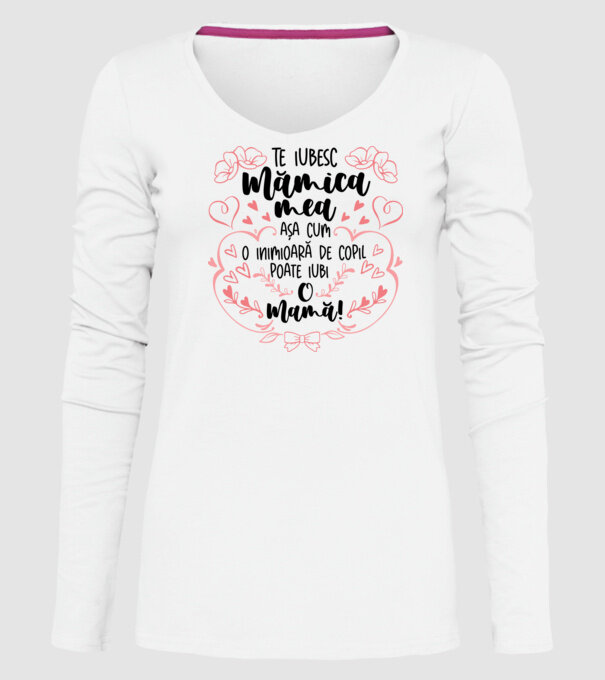 Te iubesc mămica mea model alb pe tricou