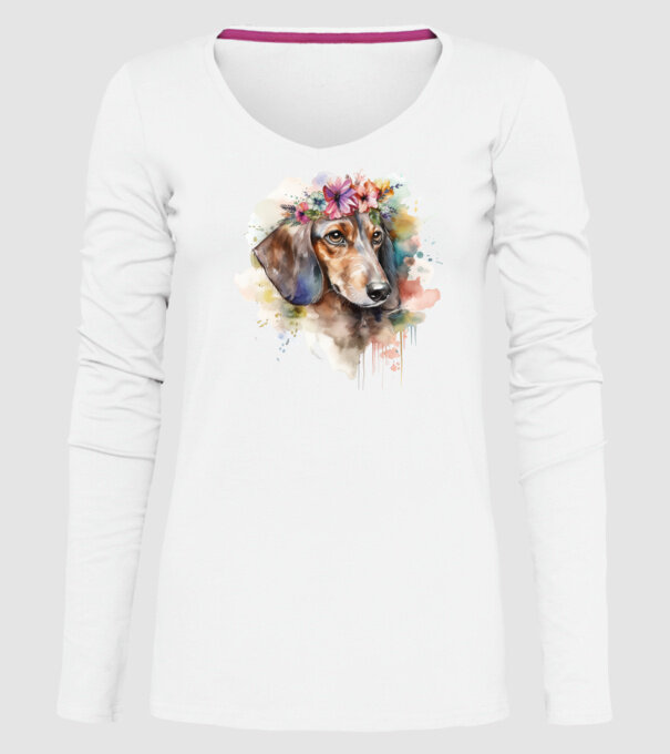 Teckel model alb pe tricou