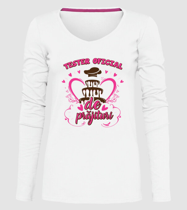 tester oficial de prăjituri model alb pe tricou