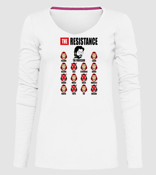 the resistance la casa de papel white model alb pe tricou
