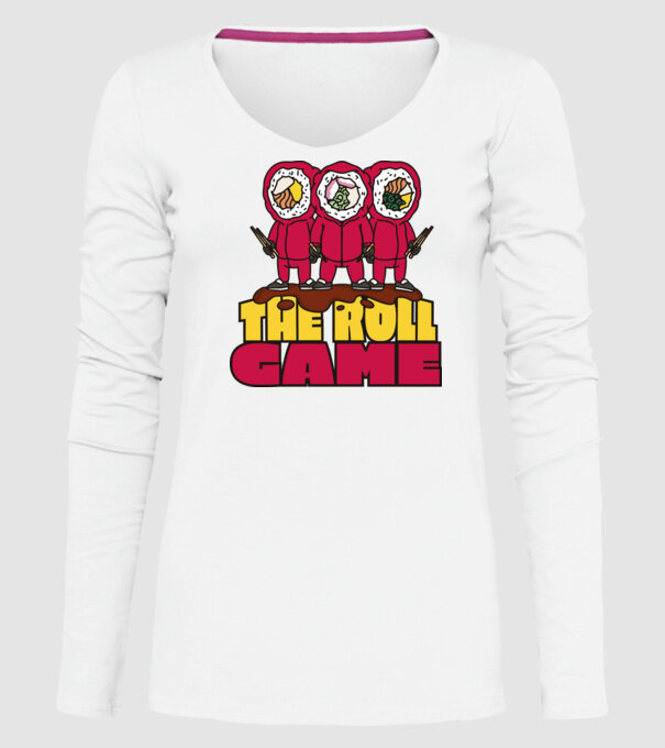 the roll game squid game model alb pe tricou