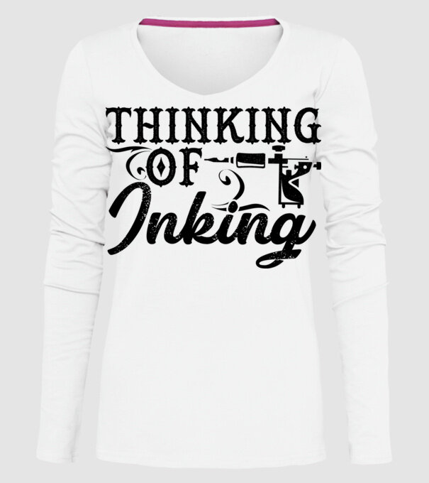 Thinking of inking model alb pe tricou