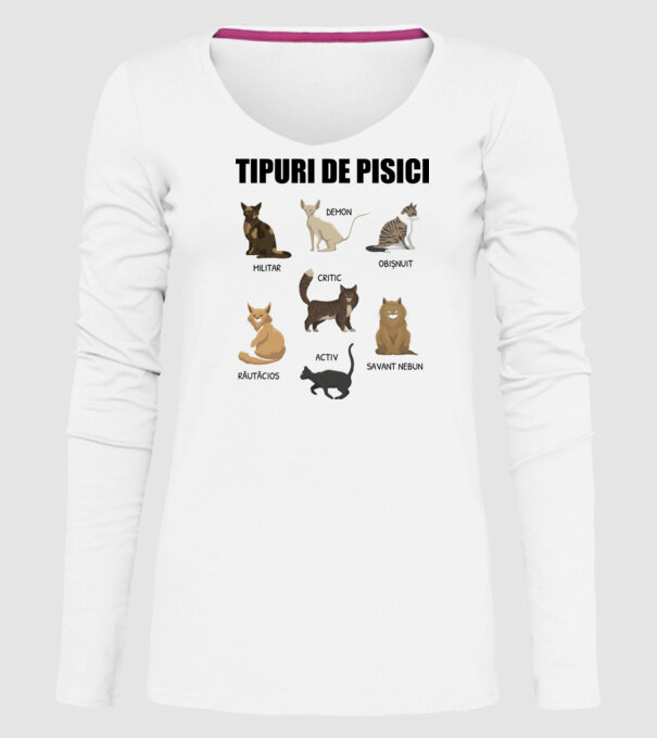 Tipuri de pisici model alb pe tricou