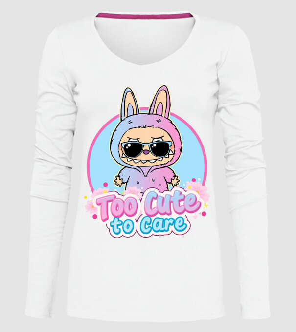 Too cute to care model alb pe tricou