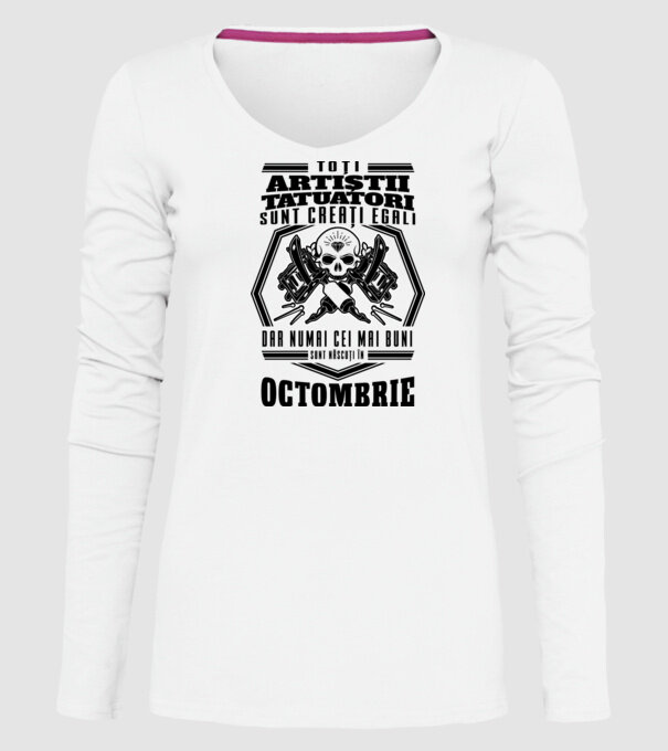 Toți artiștii tatuatori sunt creați egali octombrie model alb pe tricou