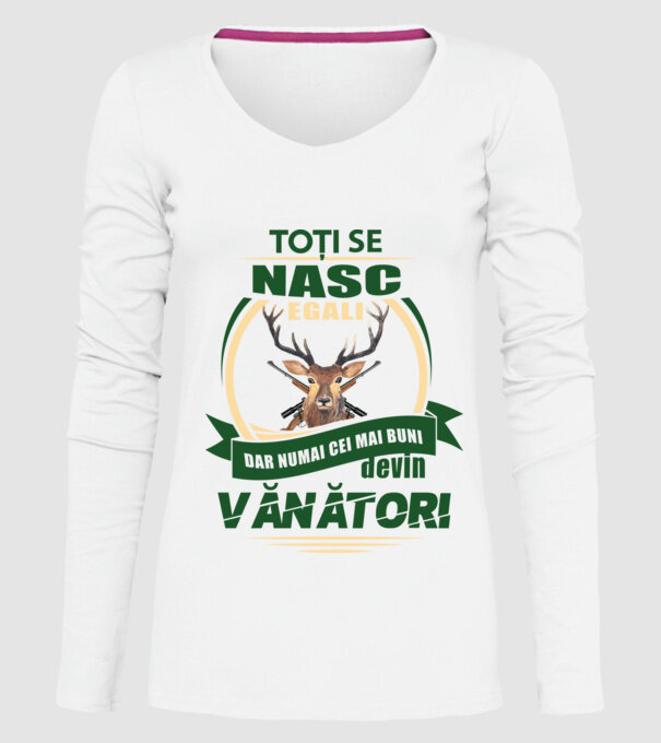 Toți se nasc egali, dar numai cei mai buni devin vânători model alb pe tricou