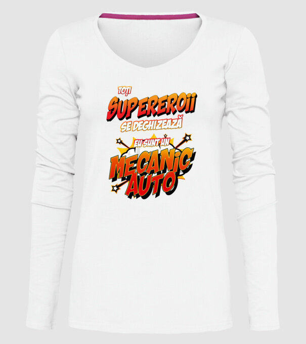 Toți supereroii se deghizează, eu sunt un mecanic auto model alb pe tricou