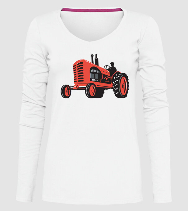 TRACTOR model alb pe tricou