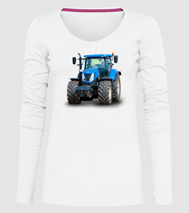 TRACTOR model alb pe tricou