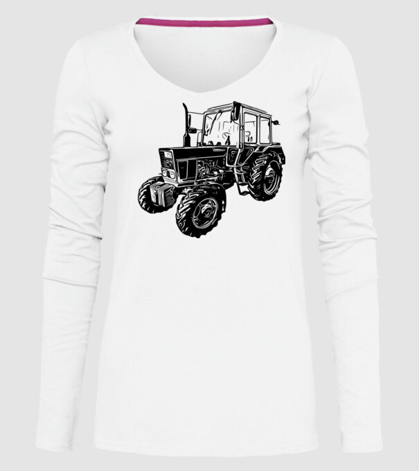 TRACTOR model alb pe tricou