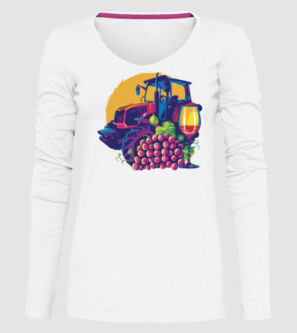 TRACTOR model alb pe tricou