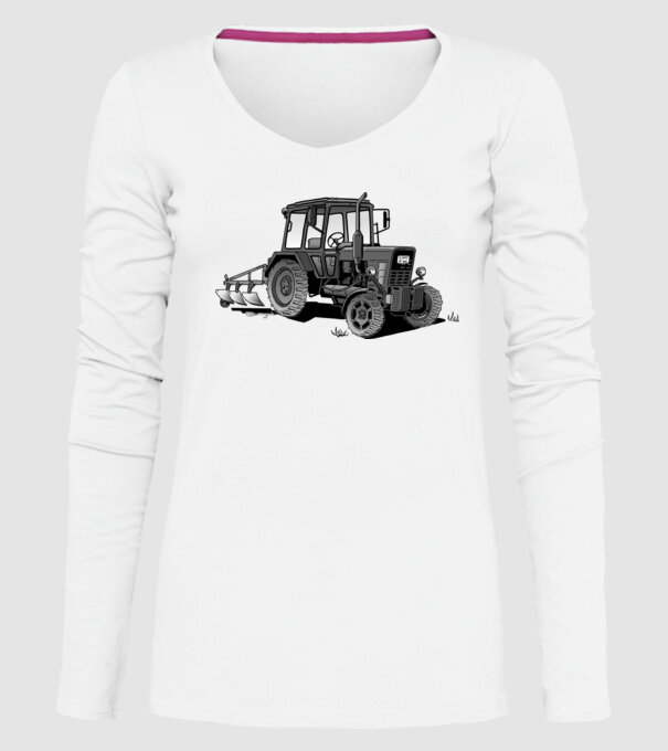 TRACTOR model alb pe tricou