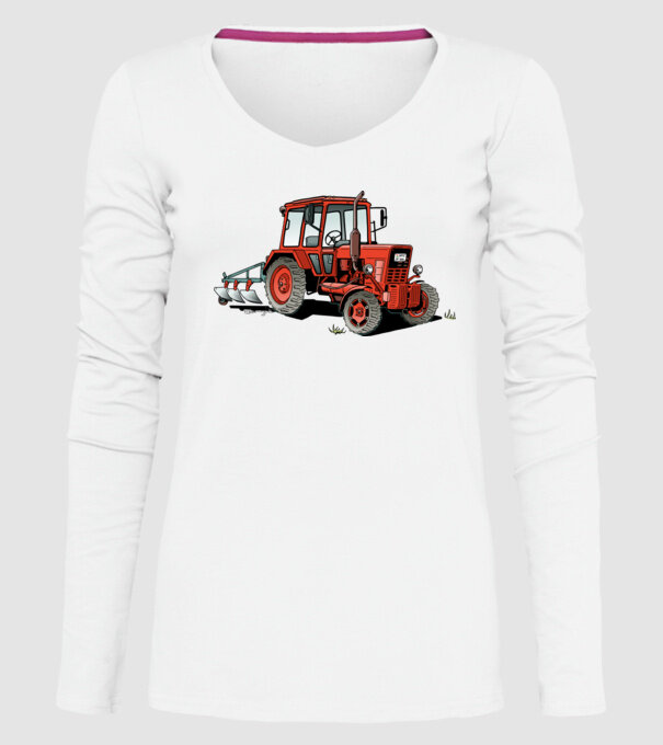 TRACTOR model alb pe tricou