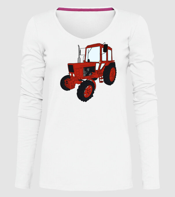 TRACTOR model alb pe tricou