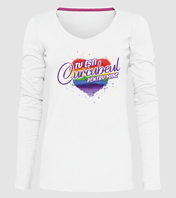 Tu ești curcubeul pentru mine model alb pe tricou