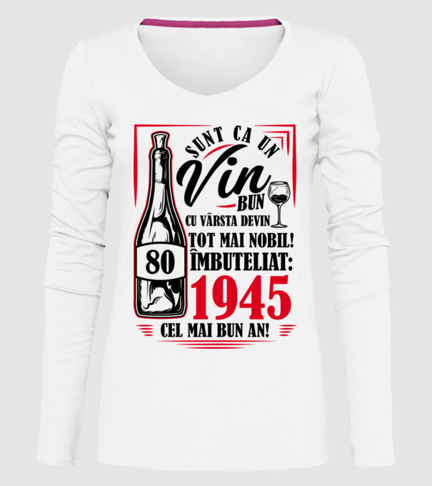 Un Vin Bun 1945 - Alb model alb pe tricou