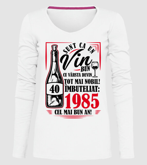 Un Vin Bun 1985 - Alb model alb pe tricou