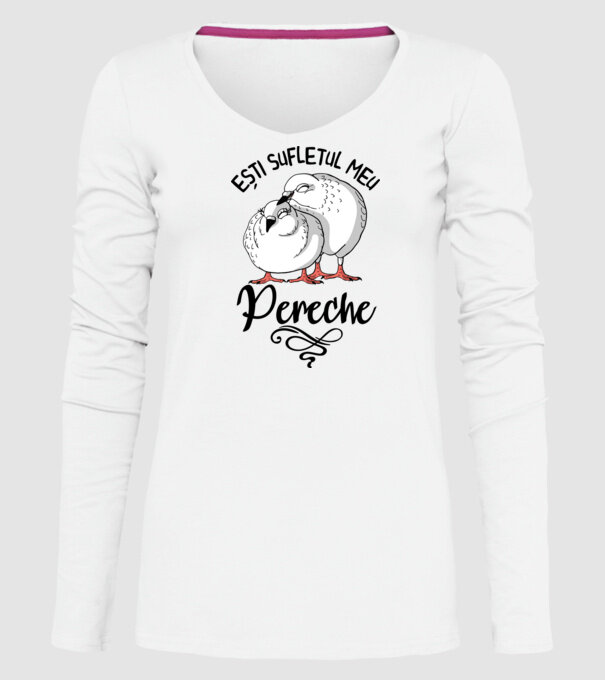 Valentine ești sufletul meu pereche model alb pe tricou