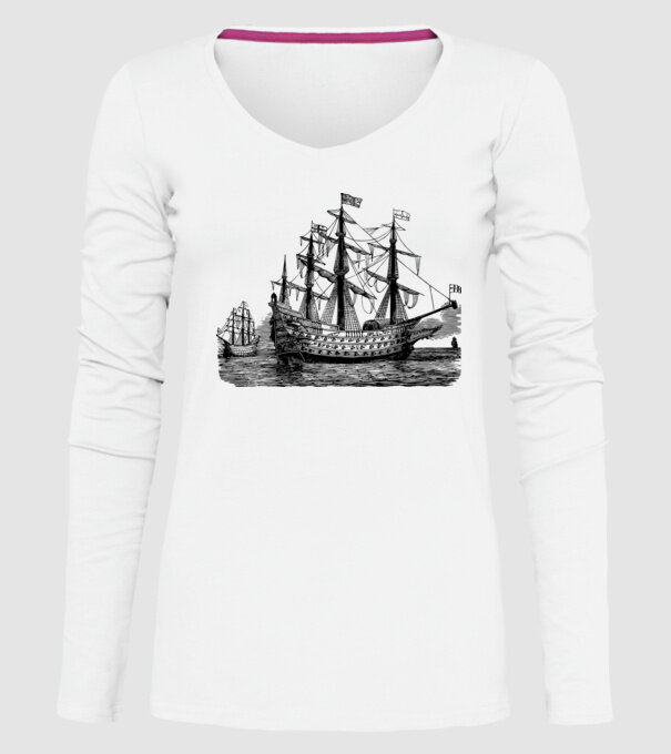 Vapoare model alb pe tricou