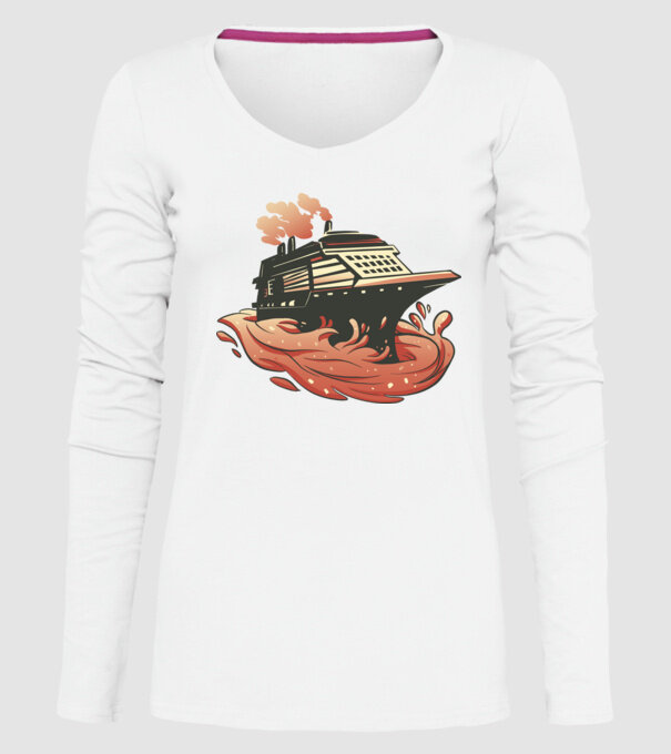 Vapoare model alb pe tricou