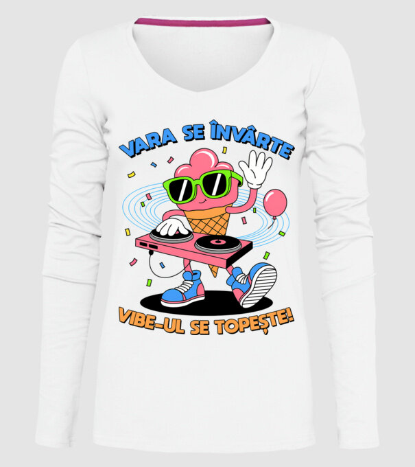 Vara se învârte model alb pe tricou