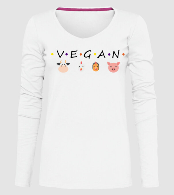 Vegan friends model alb pe tricou