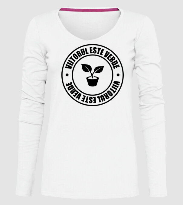 Viitorul este verde model alb pe tricou