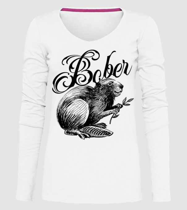 Vintage Bober model alb pe tricou