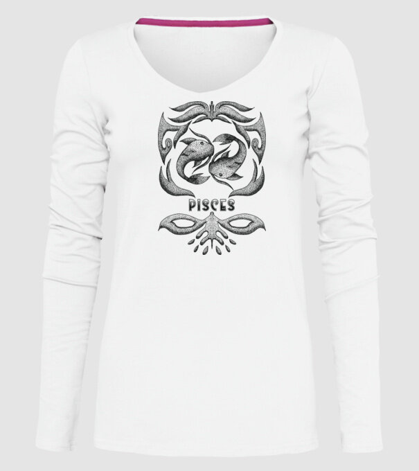 Vintage zodiac pisces model alb pe tricou