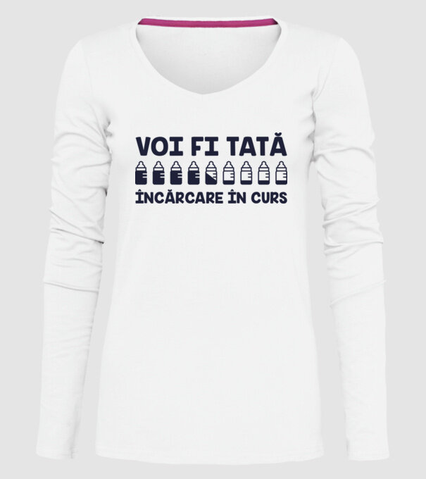 Voi fi tată - încărcare în curs model alb pe tricou