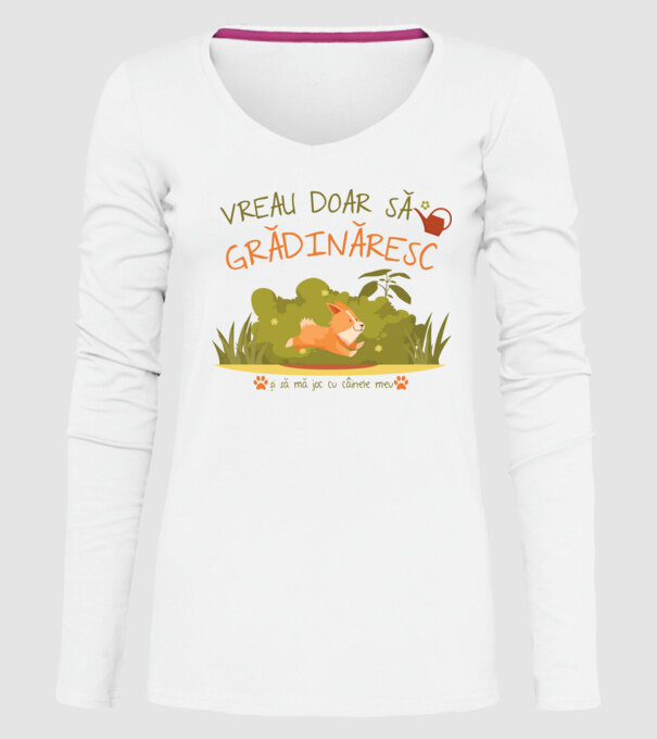 vreau doar să grădinăresc model alb pe tricou