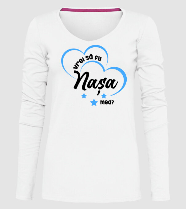 Vrei să fii nașa mea? model alb pe tricou